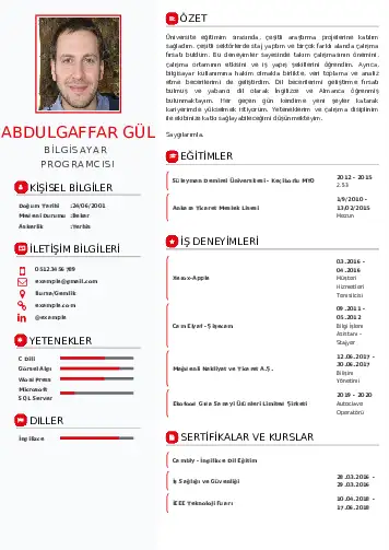 Bilgisayar Programcısı CV Örnekleri cv indir